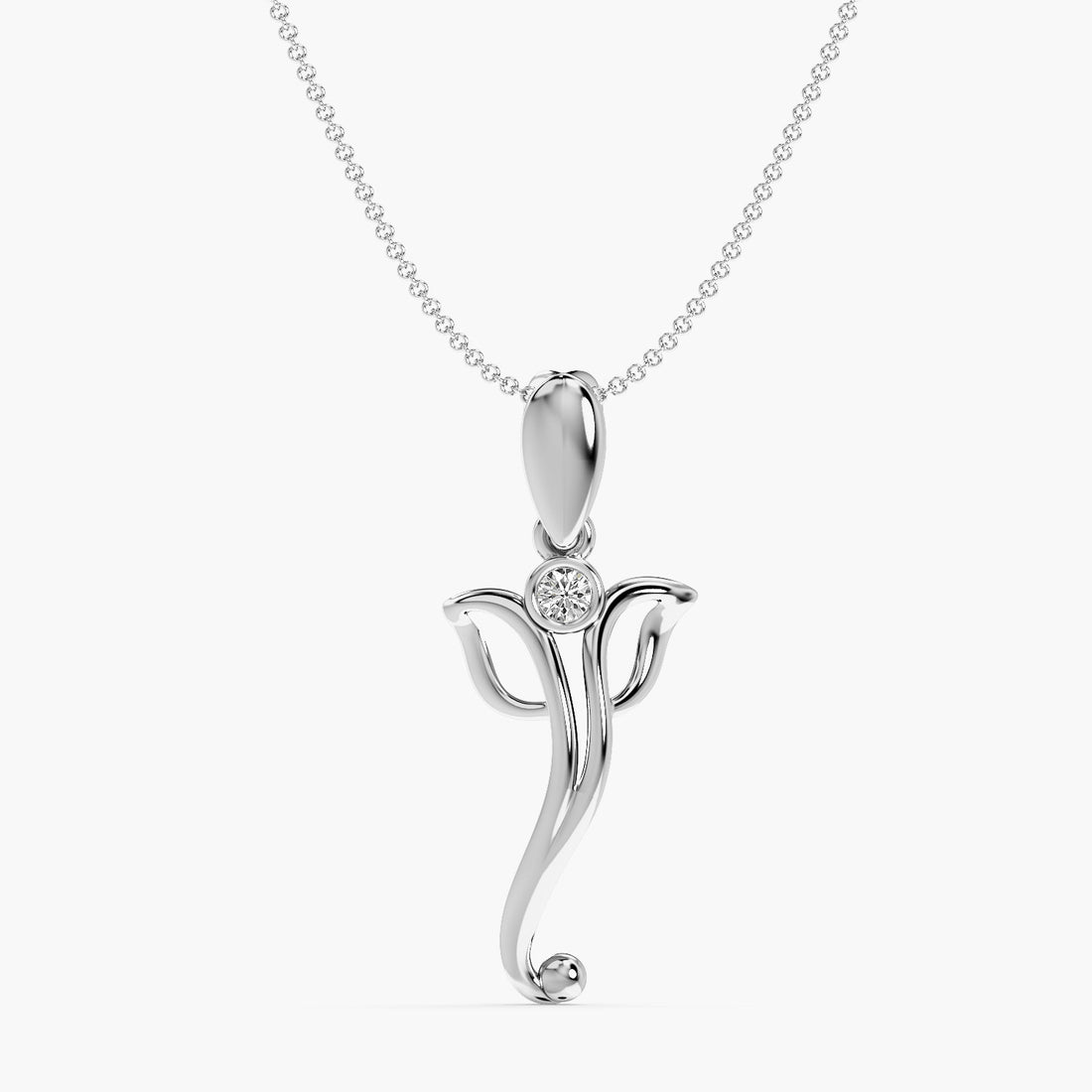Divine Symbol Pendant - Front View in White Gold - Diamond Pendant by Moena