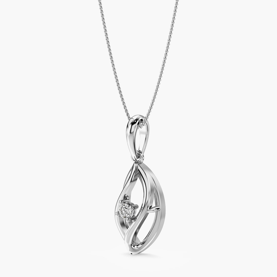Elegant Cage Diamond Pendant - 3D View in White Gold - Diamond Pendant by Moena