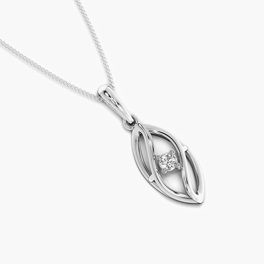 Elegant Cage Diamond Pendant - Top View in White Gold - Diamond Pendant by Moena