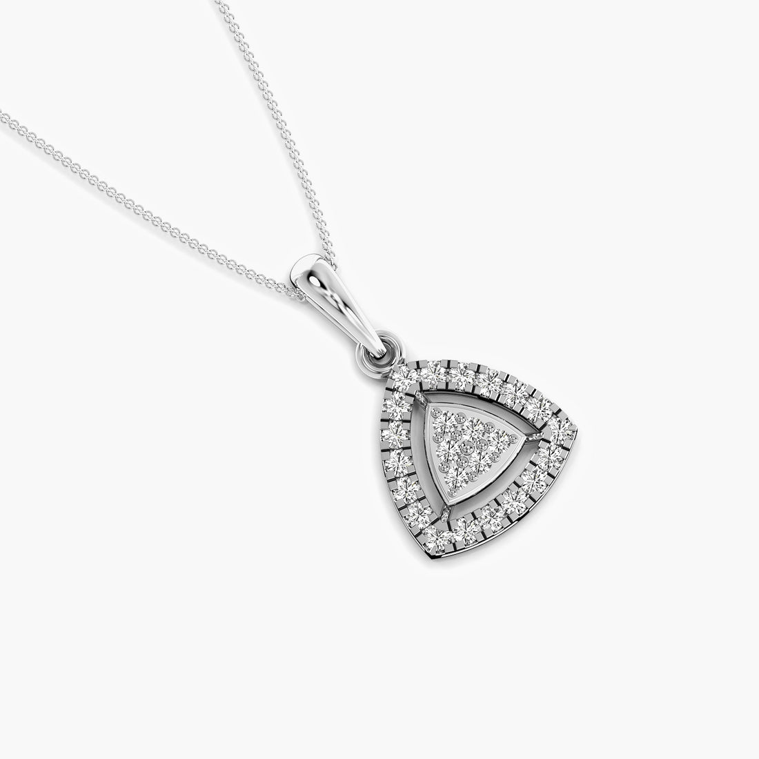 Triangular Halo Diamond Pendant - Top View in White Gold - Diamond Pendant by Moena