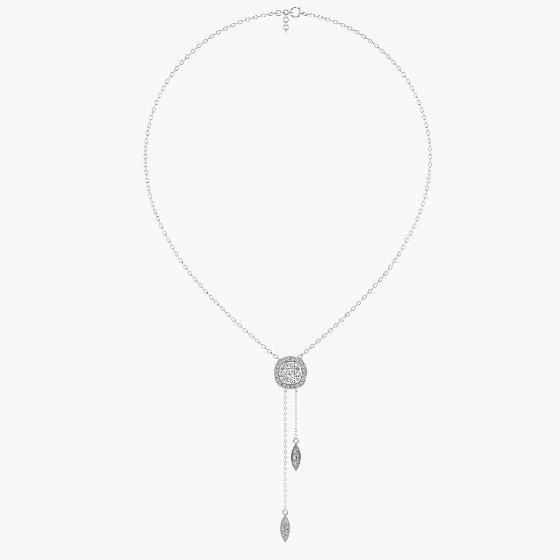 Graceful Drop Lab-Grown Diamond Necklace (With Chain) - Full View in White Gold - Diamond Pendant by Moena