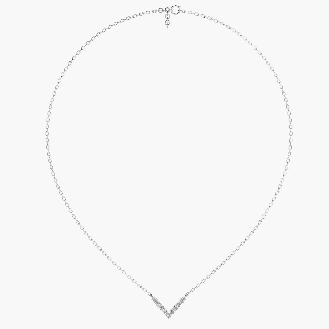 Sleek Angle Pendant(With Chain) - Front View in White Gold - Diamond Pendant by Moena