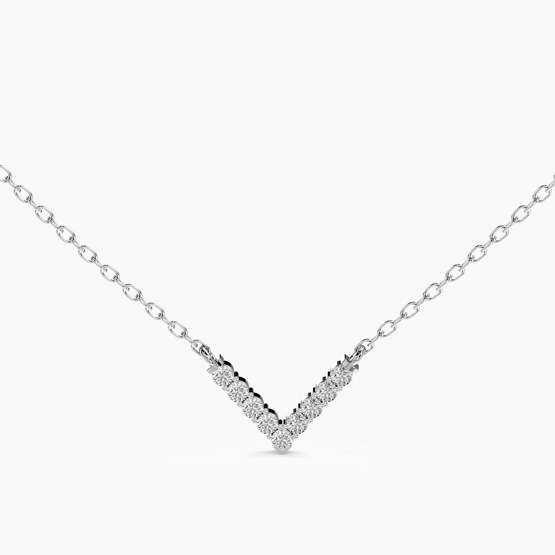 Sleek Angle Pendant(With Chain) - Standard View in White Gold - Diamond Pendant by Moena
