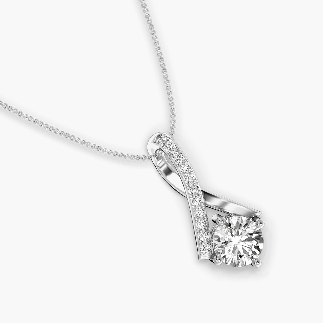 Elegant Twist Pendant - Top View in White Gold - Diamond Pendant by Moena