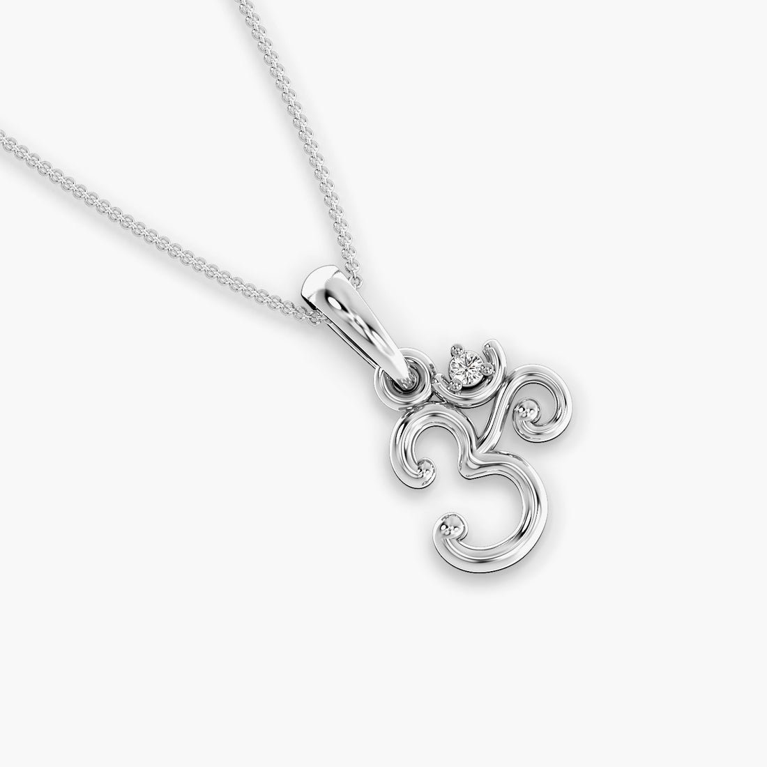 Sacred Om Pendant - Top View in White Gold - Diamond Pendant by Moena