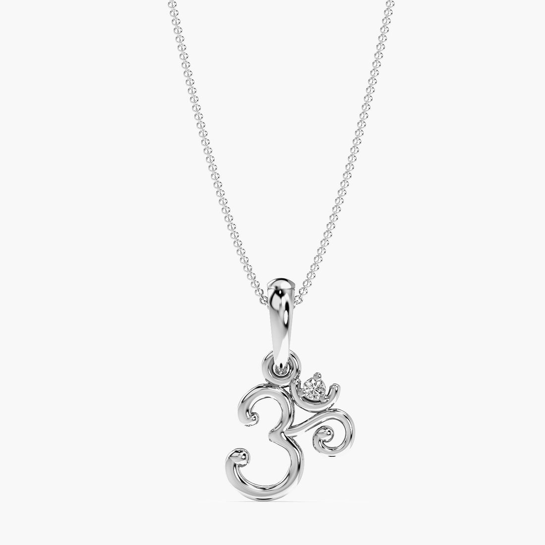Sacred Om Pendant - Front View in White Gold - Diamond Pendant by Moena