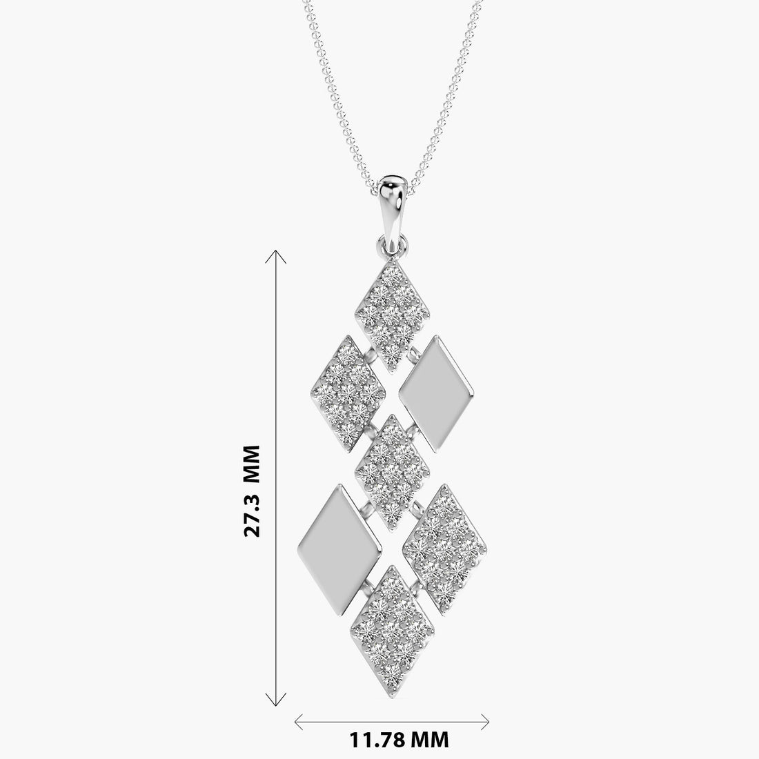 Geometric Glam Pendant - Front View in White Gold - Diamond Pendant by Moena