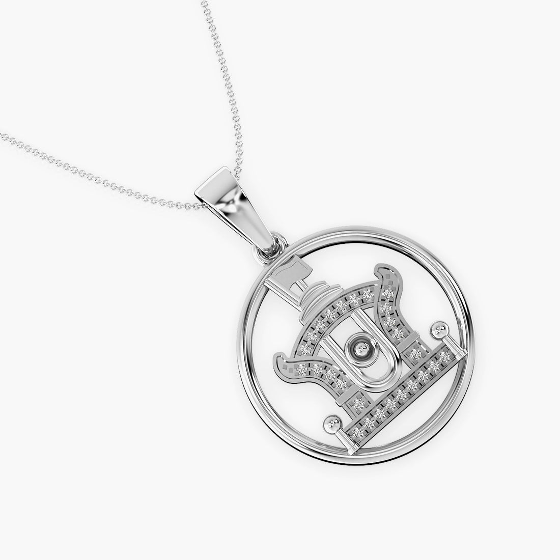 Sacred Temple Lab-Grown Diamond Pendant - Top View in White Gold - Diamond Pendant by Moena