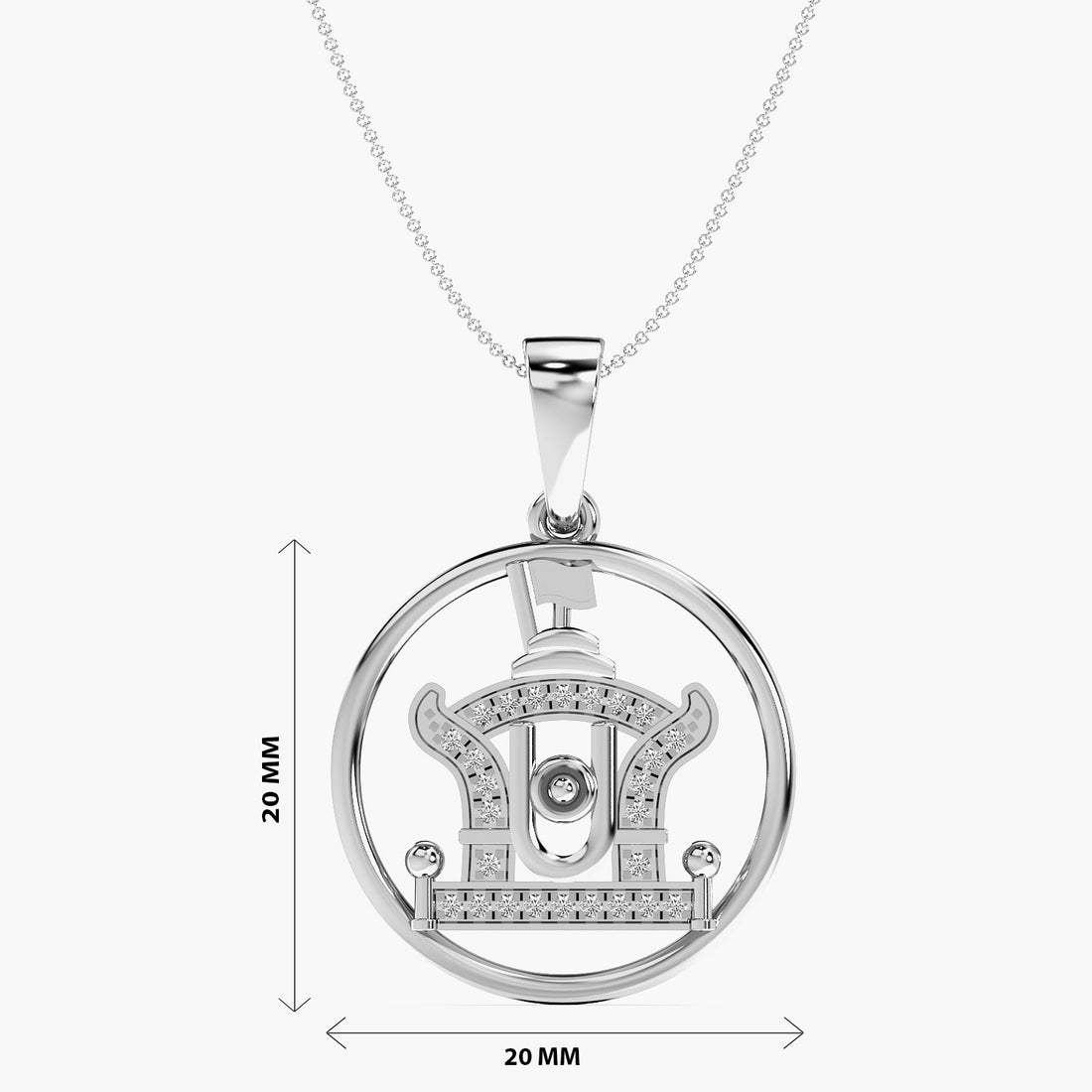 Sacred Temple Lab-Grown Diamond Pendant - Front View in White Gold - Diamond Pendant by Moena