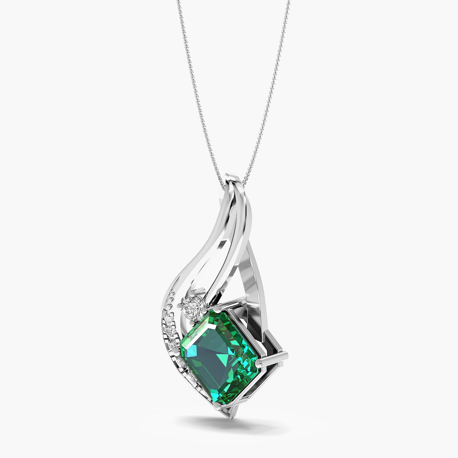 Emerald and Lab-Grown Diamond Pendant - Moena