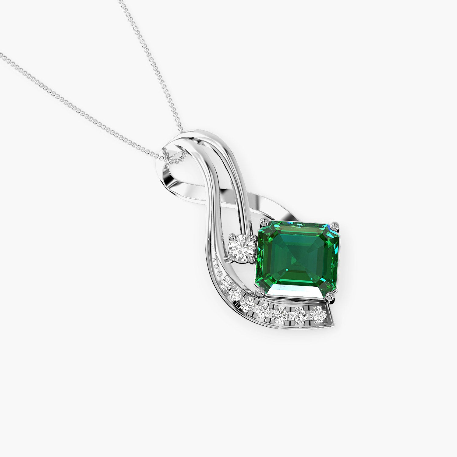 Emerald and Lab-Grown Diamond Pendant - Moena
