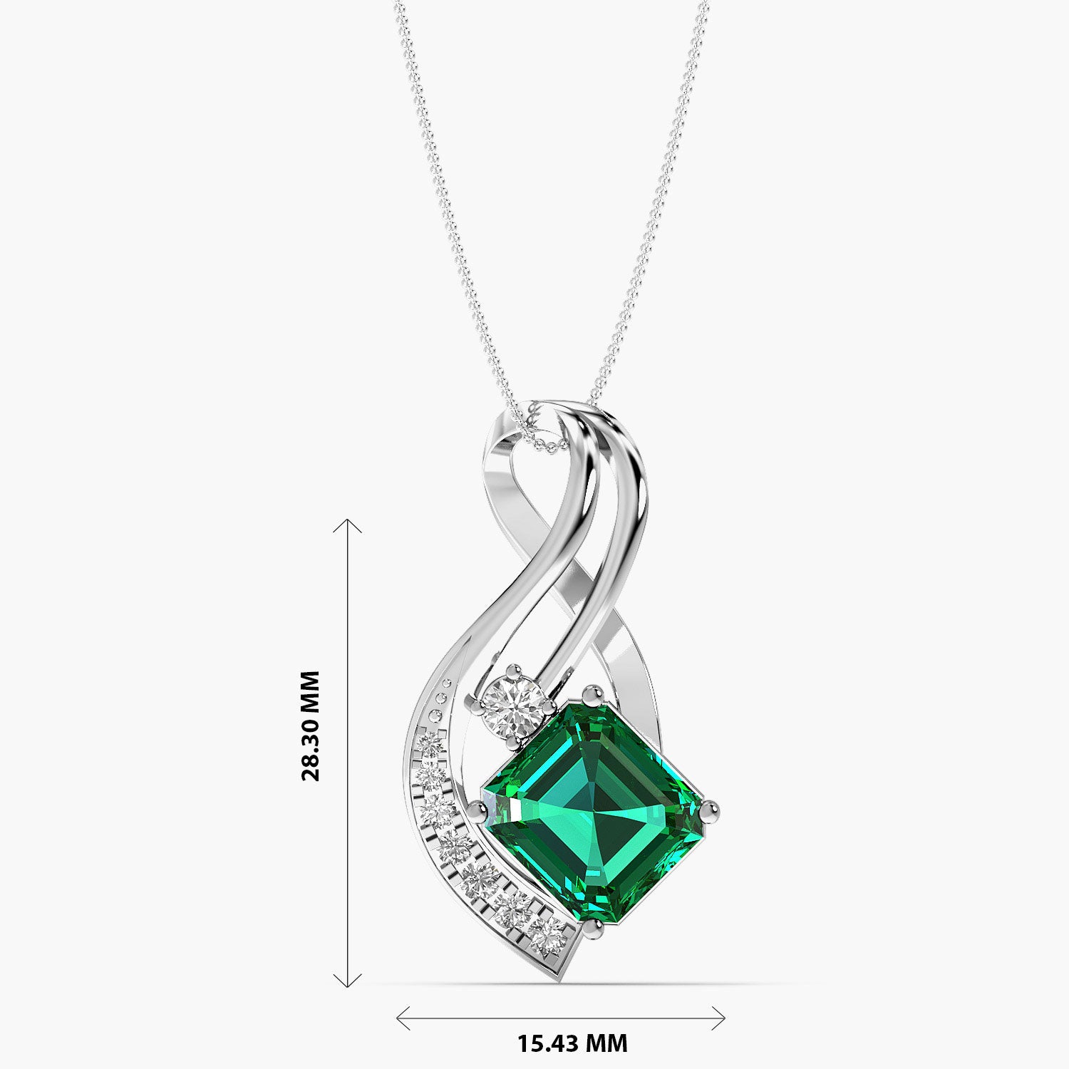 Emerald and Lab-Grown Diamond Pendant - Moena