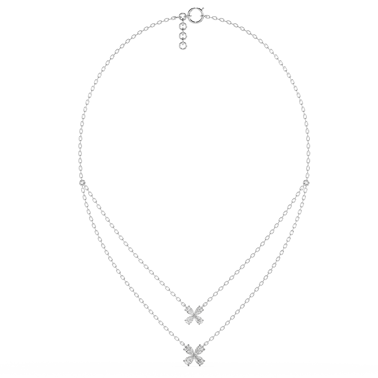 Twin Bloom Necklace (With Chain)