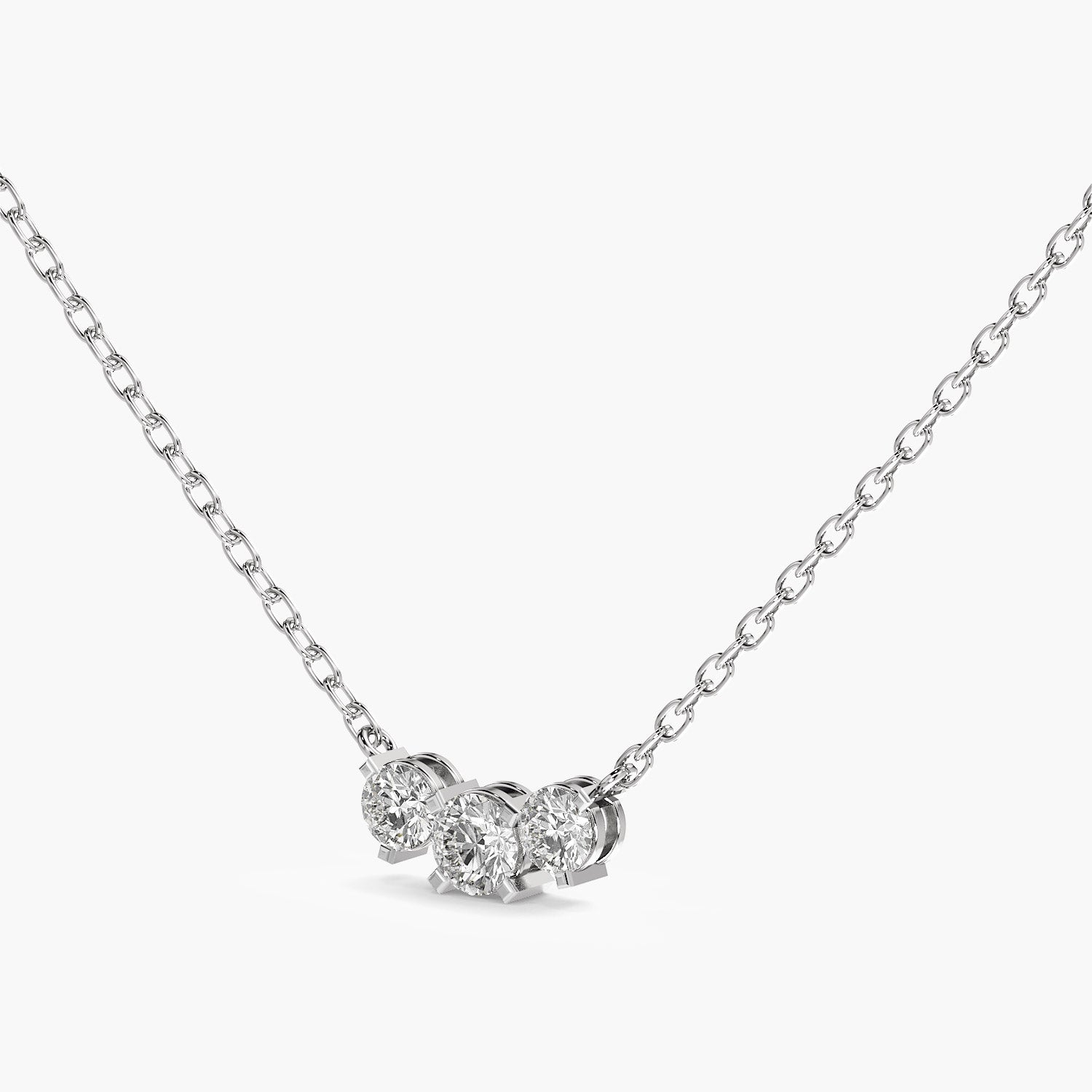 Three-Stone Lab-Grown Diamond Necklace(With Chain) - Moena