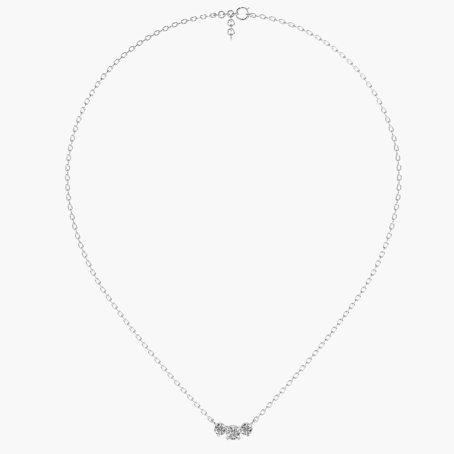 Three-Stone Lab-Grown Diamond Necklace(With Chain) - Moena