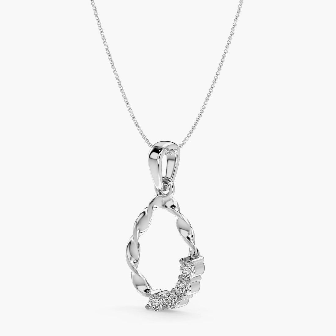 Twisted Radiance Pendant - 3D View in White Gold - Diamond Pendant by Moena