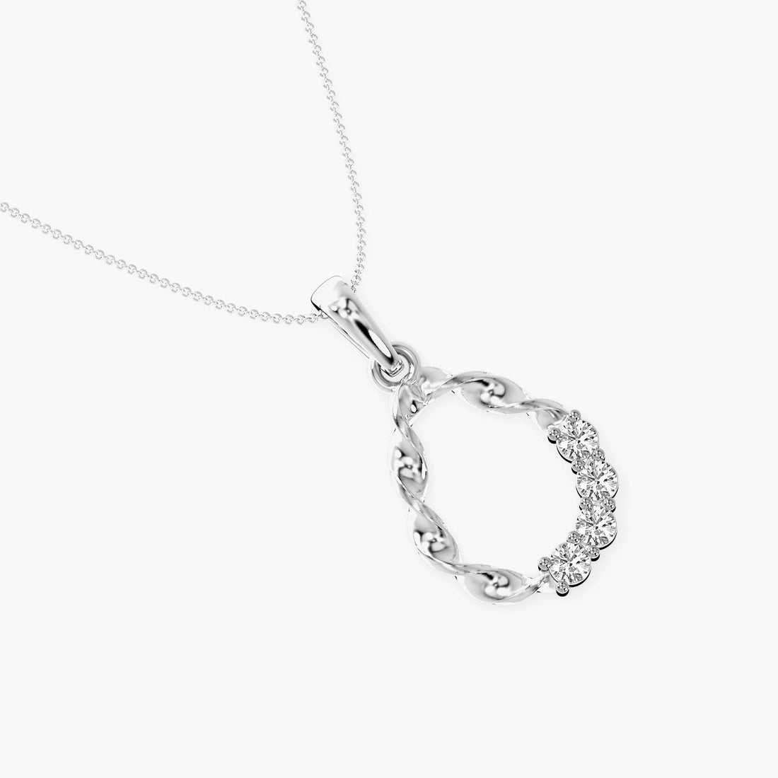 Twisted Radiance Pendant - Top View in White Gold - Diamond Pendant by Moena