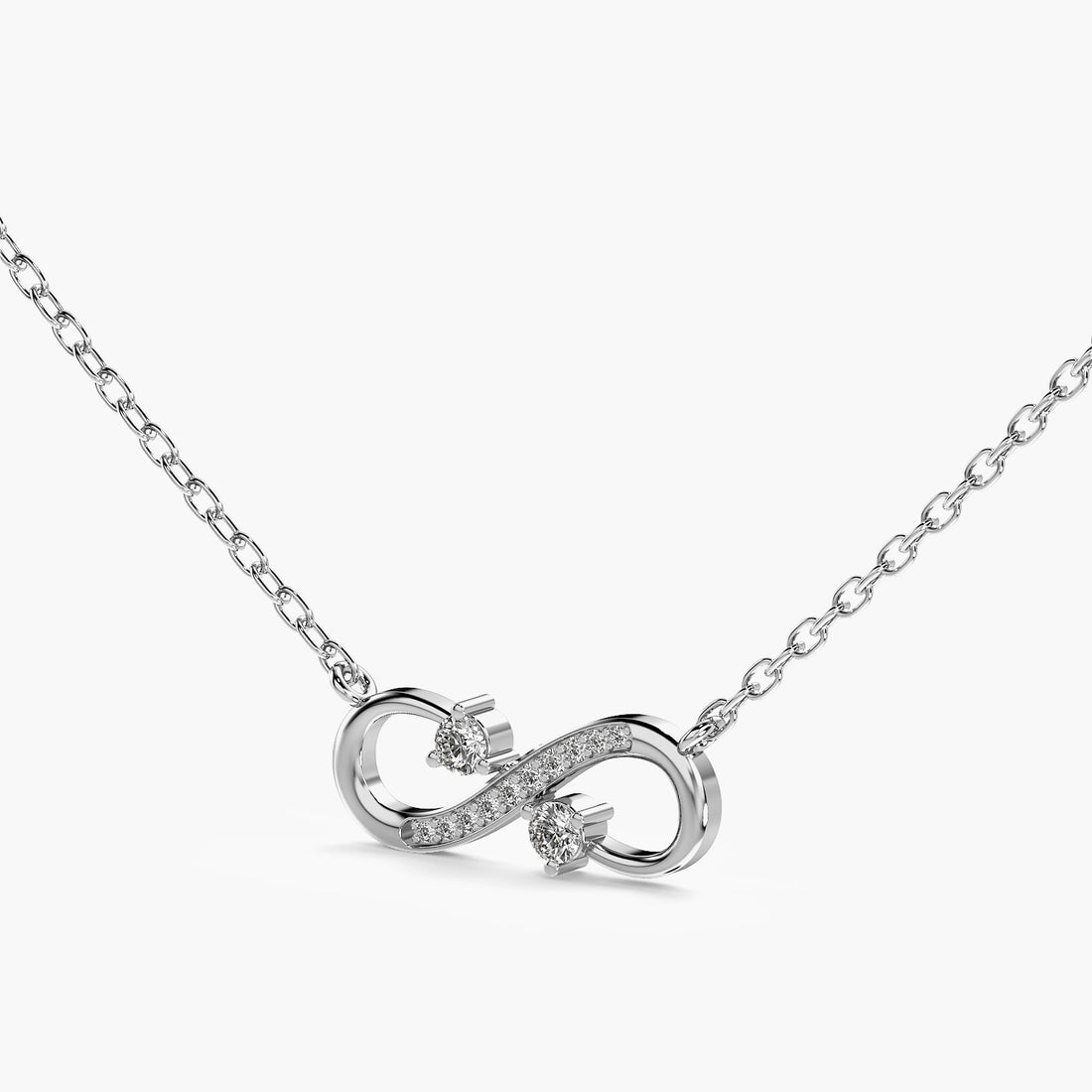 Infinity Spark Lab-Grown Diamond Pendant (With Chain) - 3D View in White Gold - Diamond Pendant by Moena