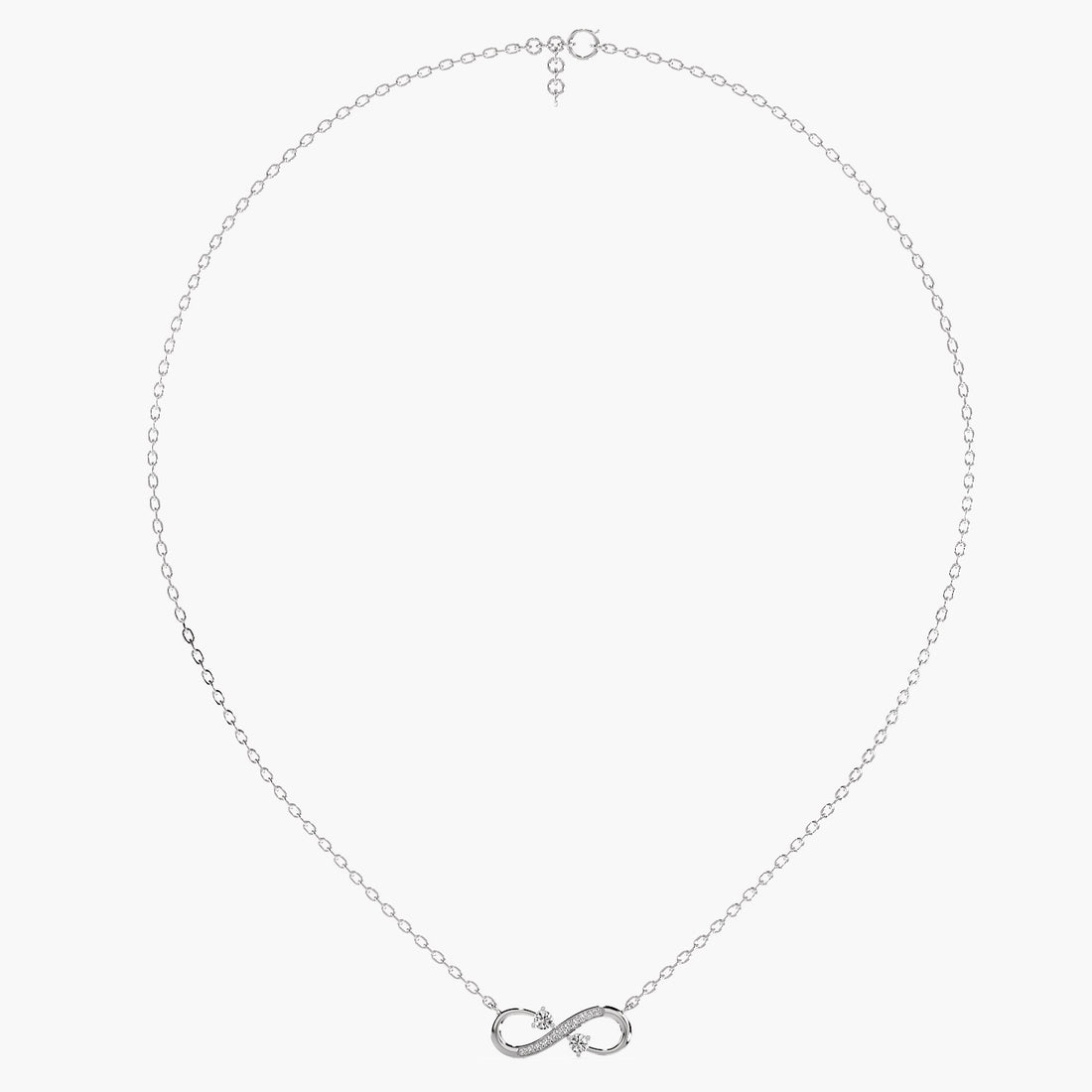 Infinity Spark Lab-Grown Diamond Pendant (With Chain) - Full View in White Gold - Diamond Pendant by Moena