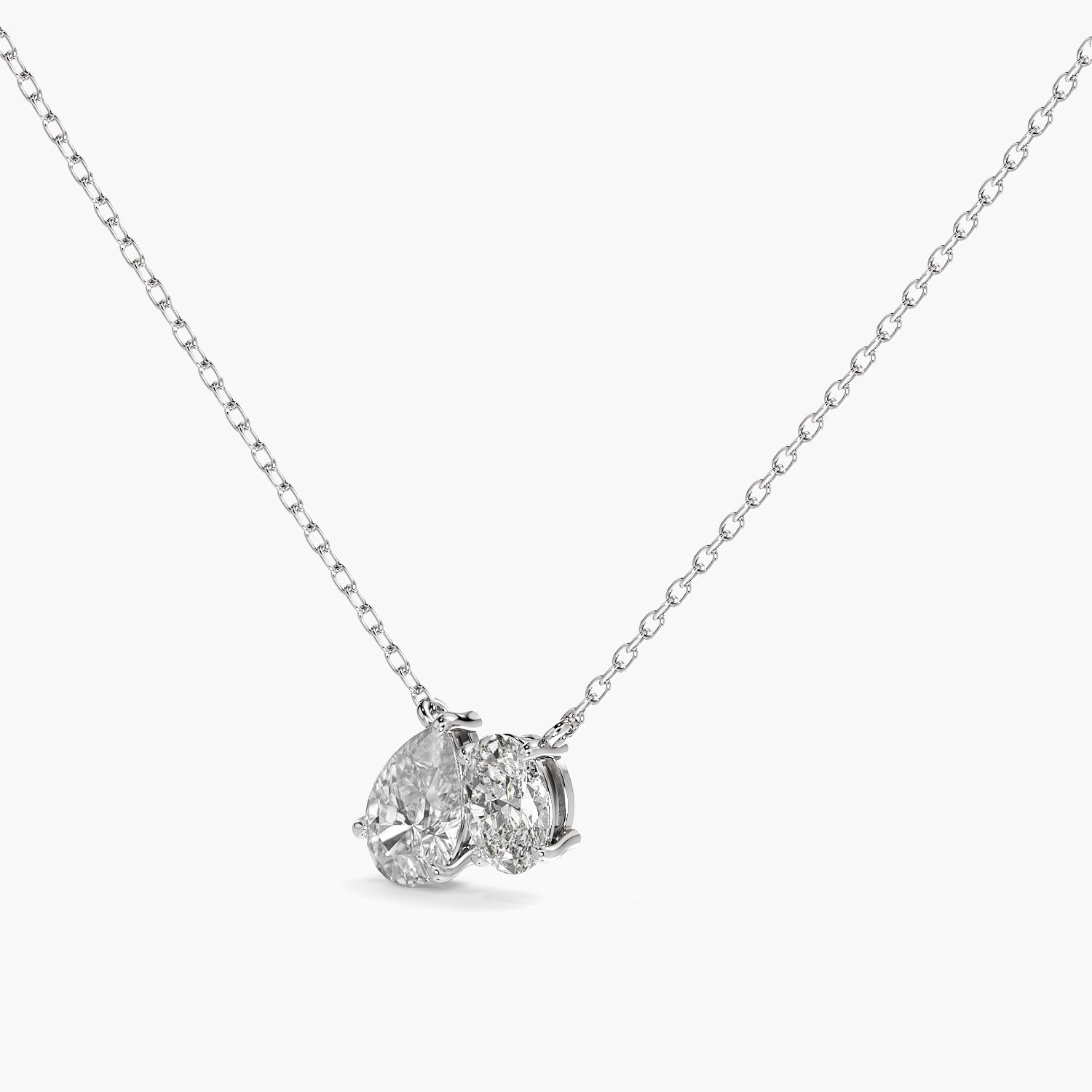 Dual-Stone Lab-Grown Diamond Necklace(With Chain) - Moena
