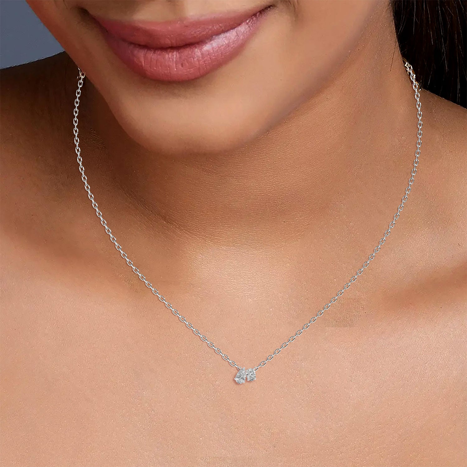Dual-Stone Lab-Grown Diamond Necklace(With Chain) - MOENA | Lab Grown Diamond Jewellery