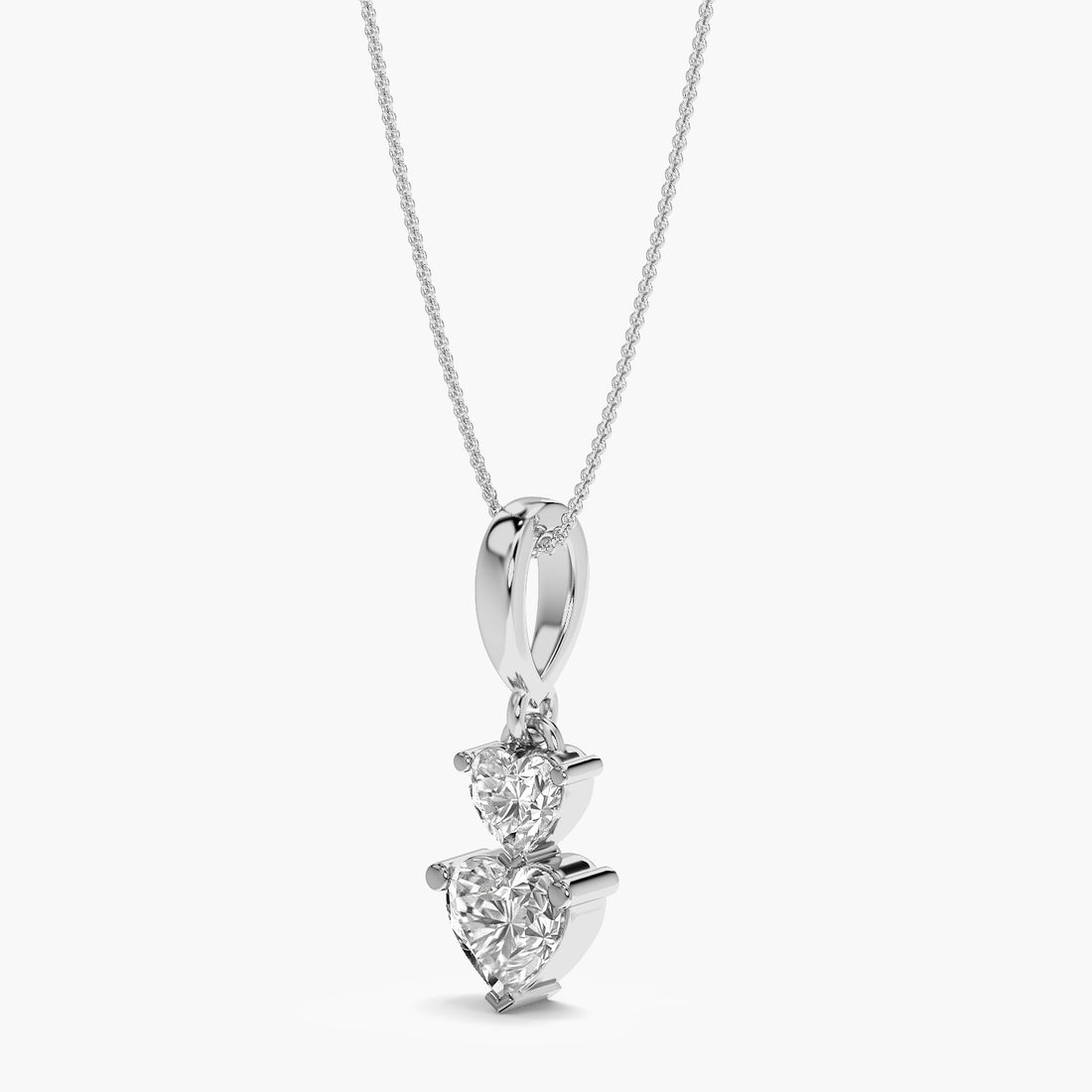 Heartline Pendant - 3D View in White Gold - Diamond Pendant by Moena