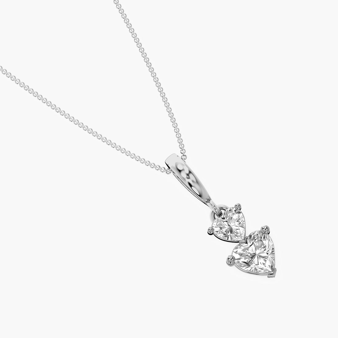 Heartline Pendant - Top View in White Gold - Diamond Pendant by Moena