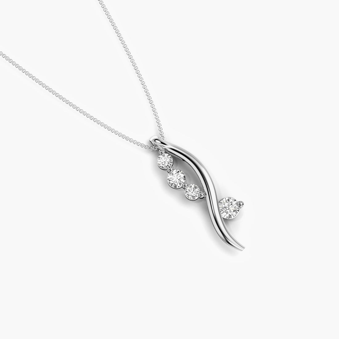 Twirl Elegance Pendant - Top View in White Gold - Diamond Pendant by Moena