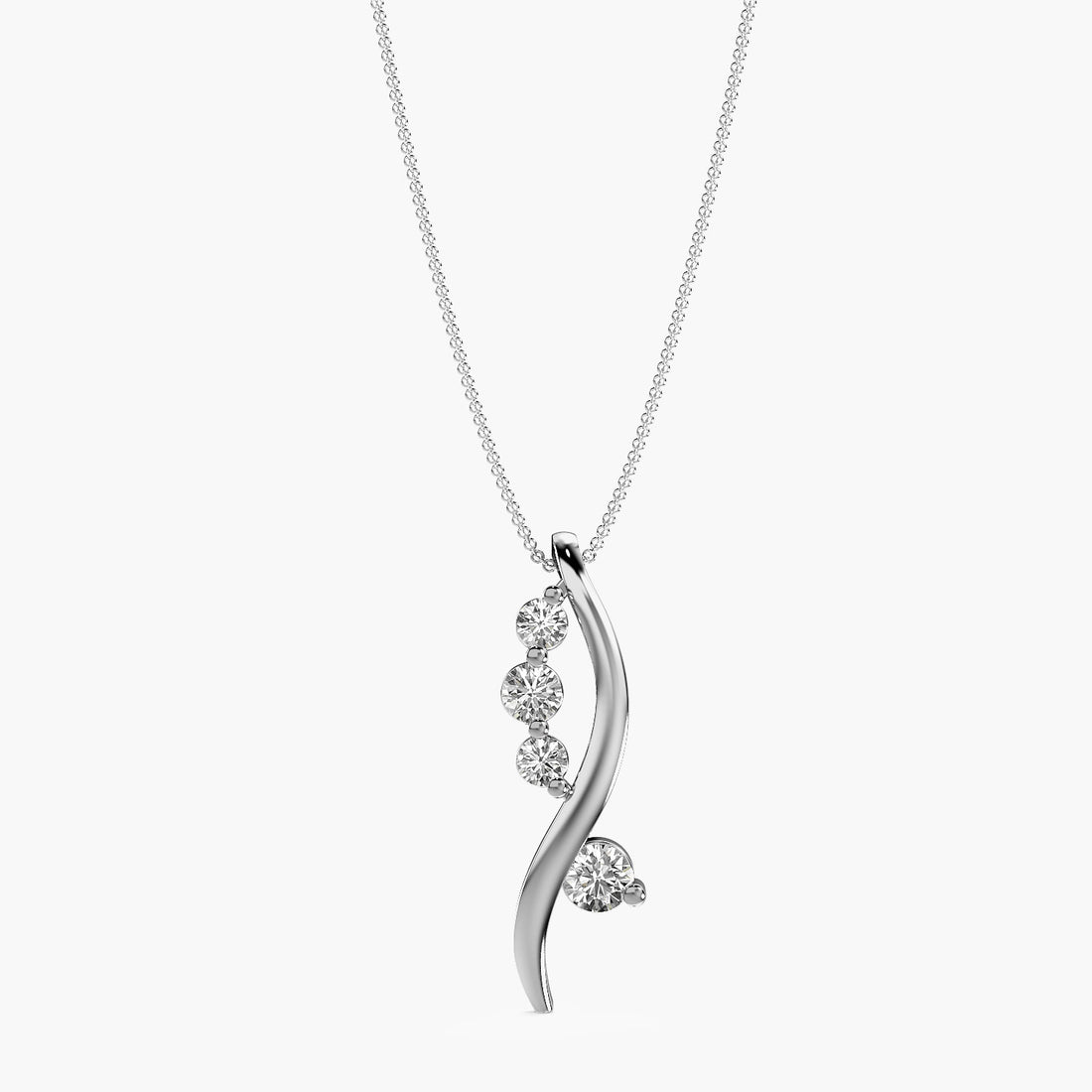 Twirl Elegance Pendant - Front View in White Gold - Diamond Pendant by Moena