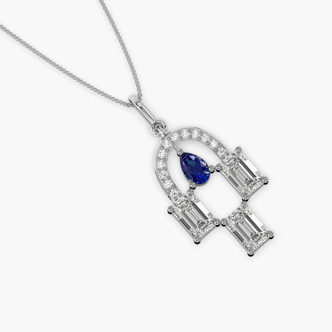 Royal Arch Pendant - Top View in White Gold - Diamond Pendant by Moena