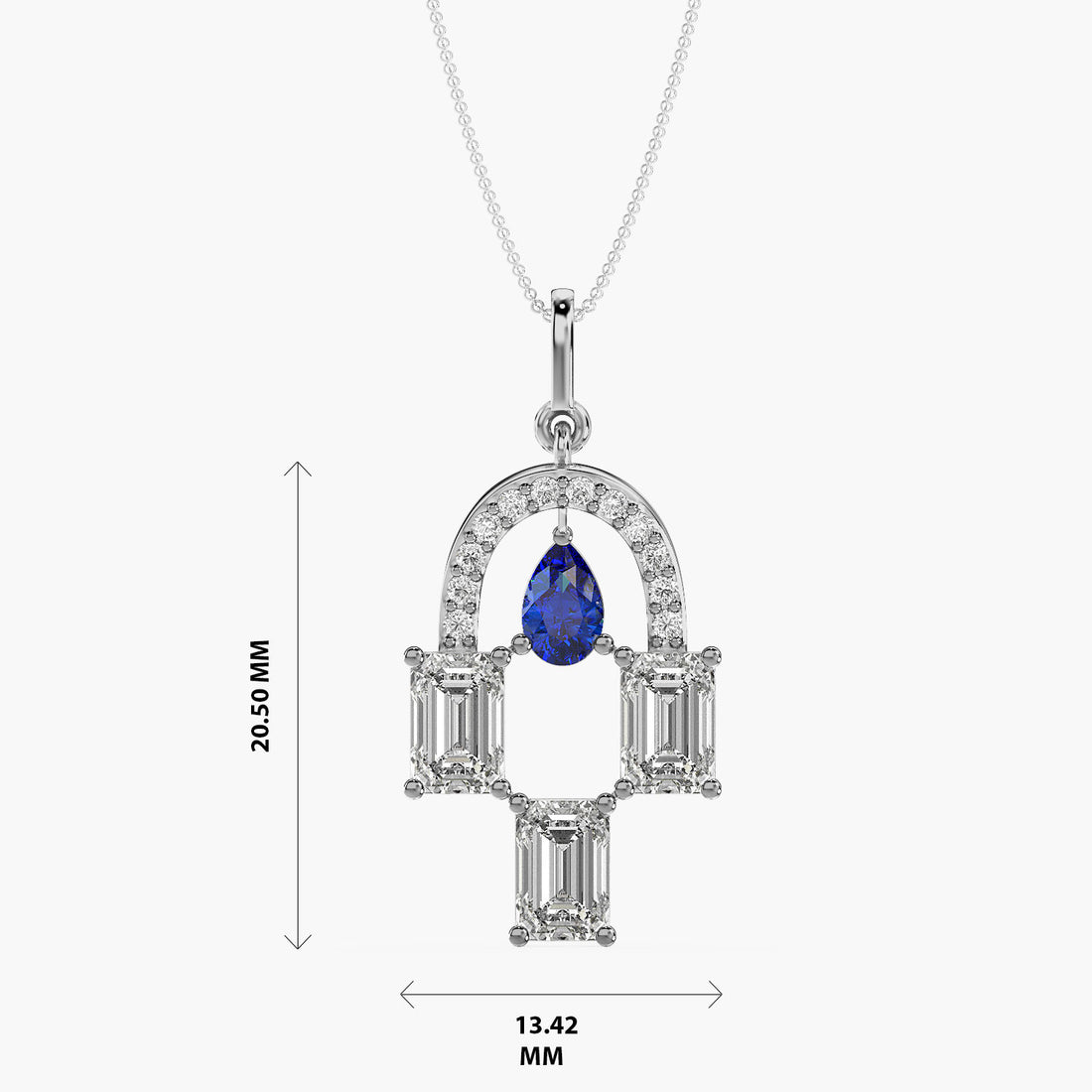 Royal Arch Pendant - Front View in White Gold - Diamond Pendant by Moena