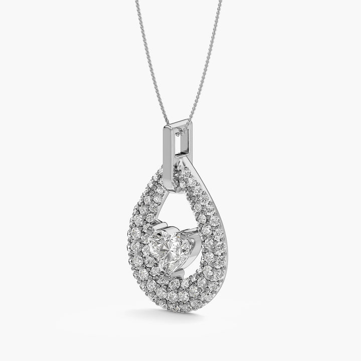 Heart of Elegance Pendant - 3D View in White Gold - Heart Diamond Pendant by Moena