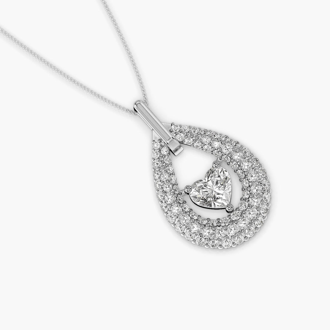 Heart of Elegance Pendant - Top View in White Gold - Heart Diamond Pendant by Moena