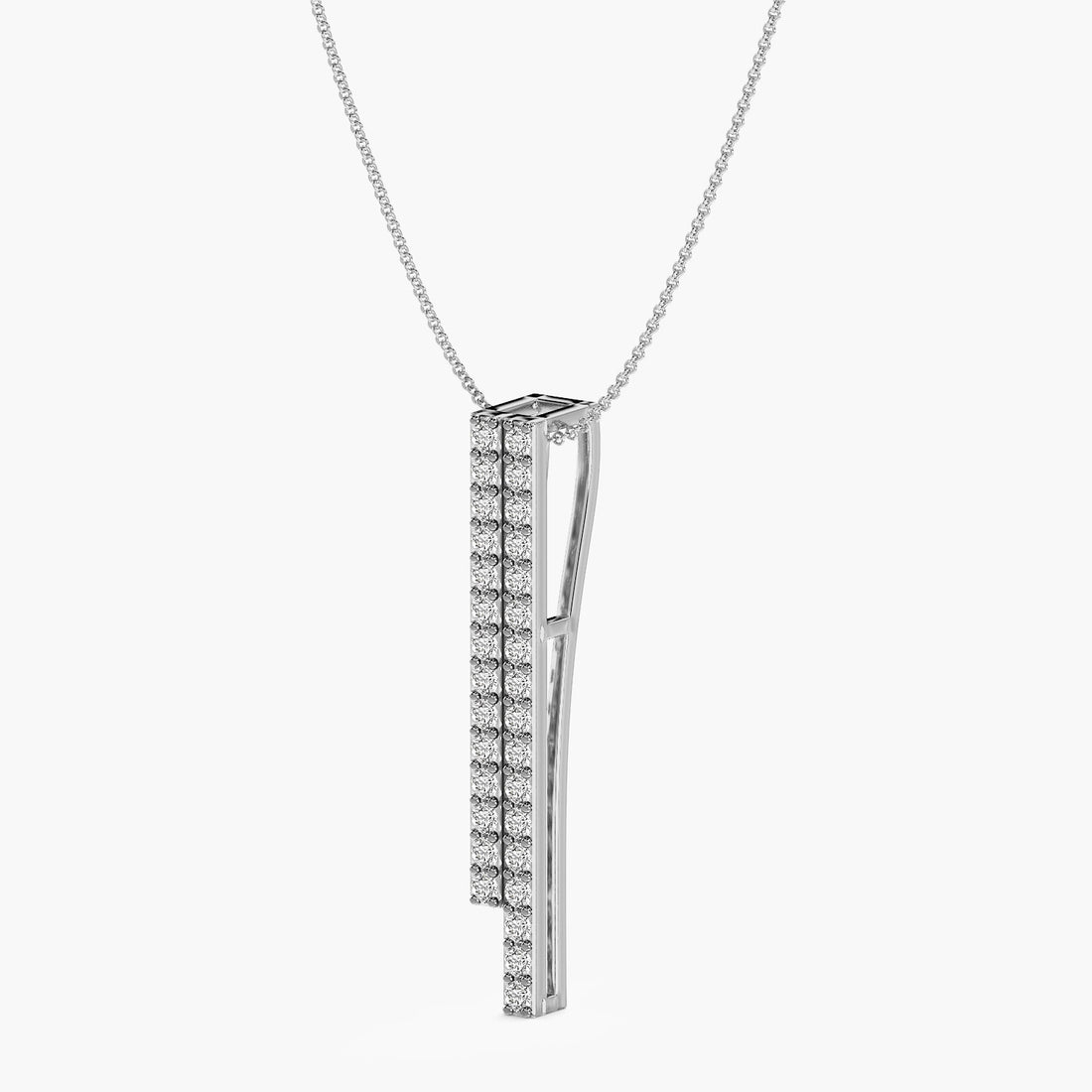 Sleek Diamond Bar Pendant - 3D View in White Gold - Diamond Pendant by Moena