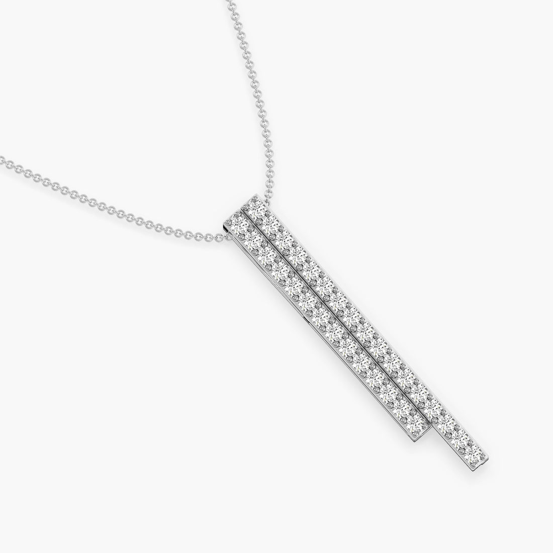 Sleek Diamond Bar Pendant - Top View in White Gold - Diamond Pendant by Moena