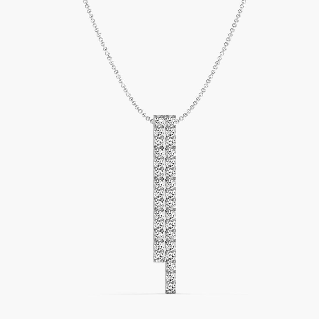 Sleek Diamond Bar Pendant - Front View in White Gold - Diamond Pendant by Moena