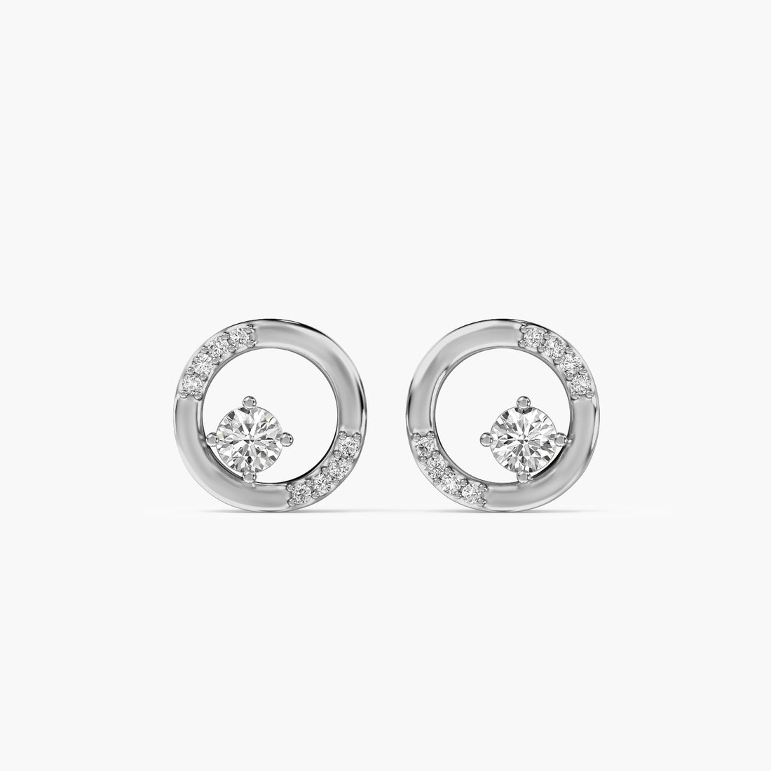 Halo Twist Studs - Front View in White Gold - Diamond Stud by Moena