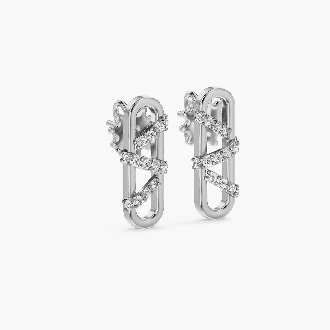 Orbit Sparkle Studs - 3D View in White Gold - Diamond Stud by Moena