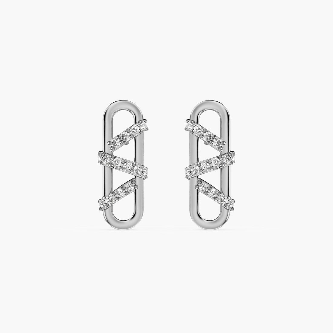 Orbit Sparkle Studs - Front View in White Gold - Diamond Stud by Moena