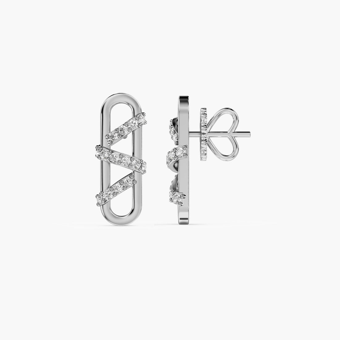 Orbit Sparkle Studs - Side View in White Gold - Diamond Stud by Moena
