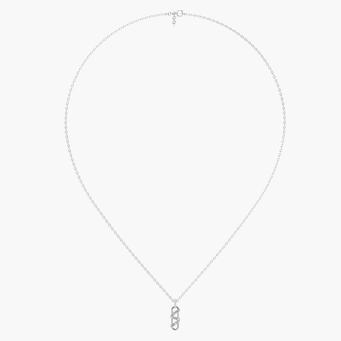 Criss-Cross Link Pendant - Front View in White Gold - Diamond Pendant by Moena