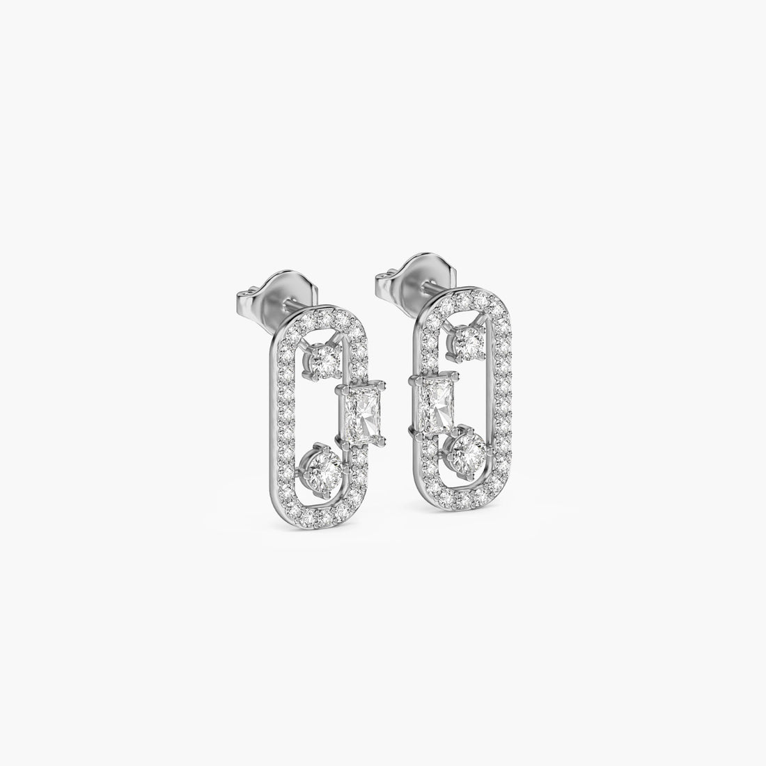 Regal Window Studs - 3D View in White Gold - Diamond Stud by Moena