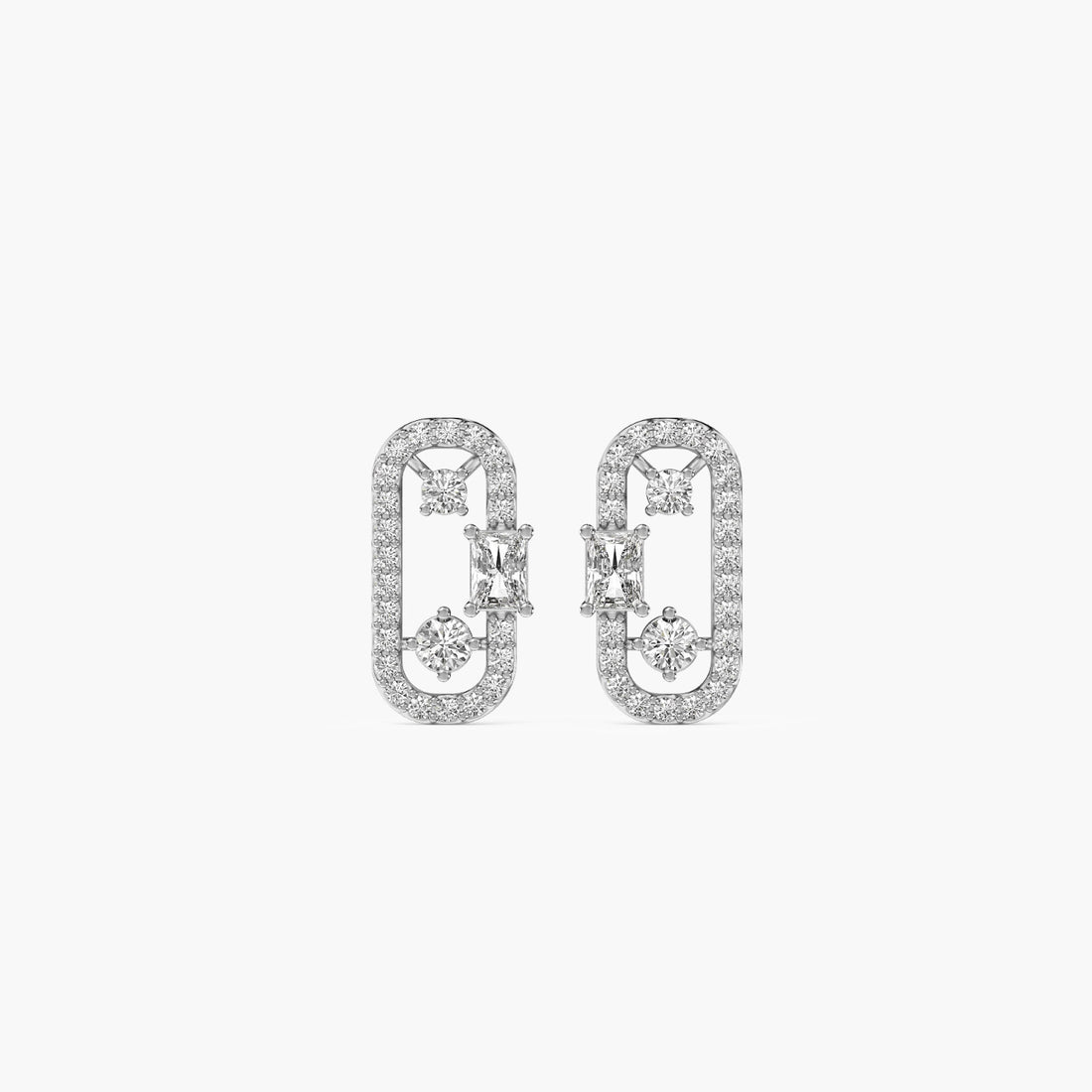 Regal Window Studs - Front View in White Gold - Diamond Stud by Moena