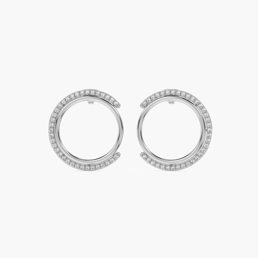Golden Orbit Hoops - Front View in White Gold - Diamond Jewellery by Moena