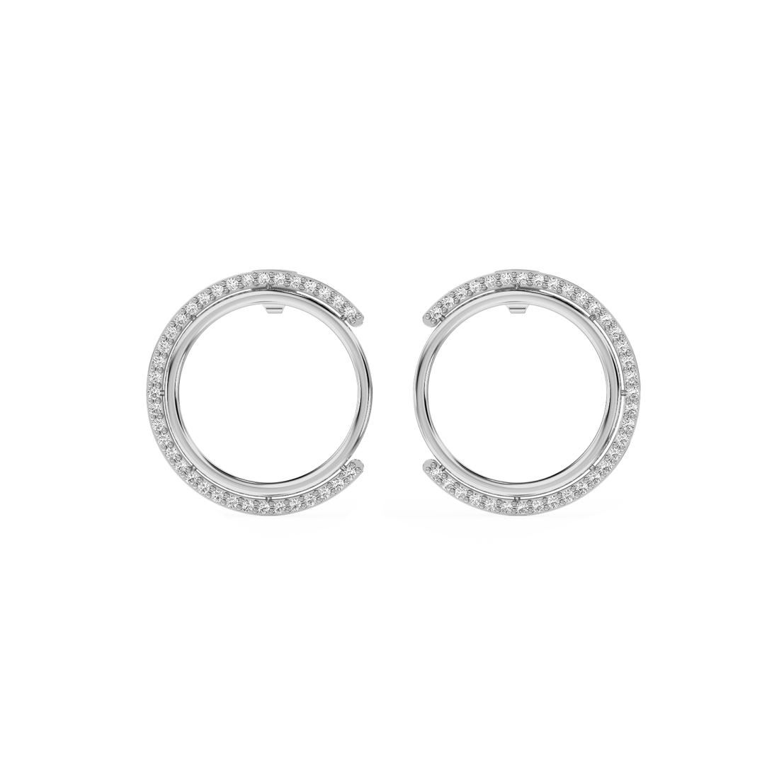 Golden Orbit Hoops - Front View in White Gold - Diamond Jewellery by Moena