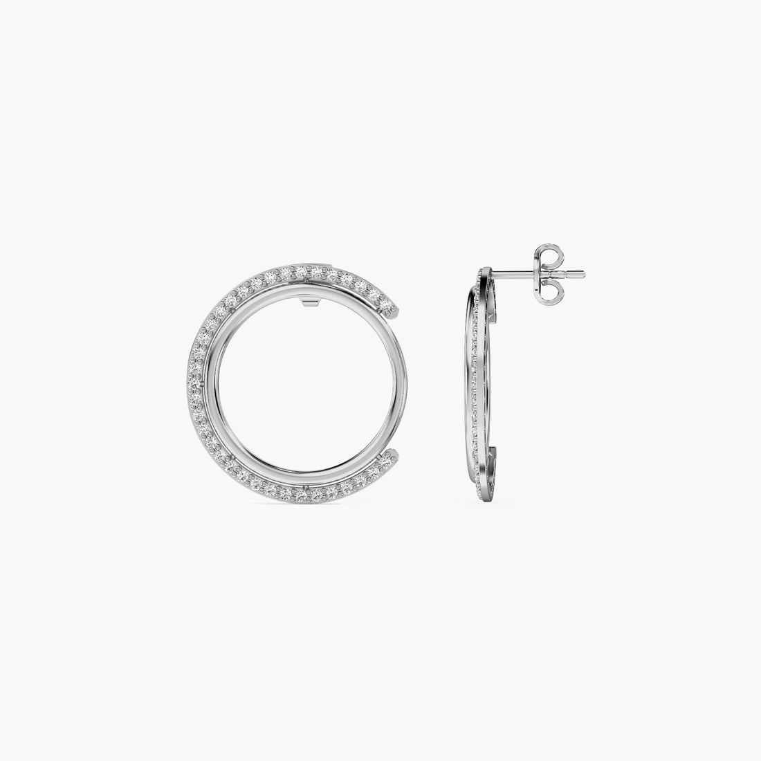 Golden Orbit Hoops - Side View in White Gold - Diamond Jewellery by Moena