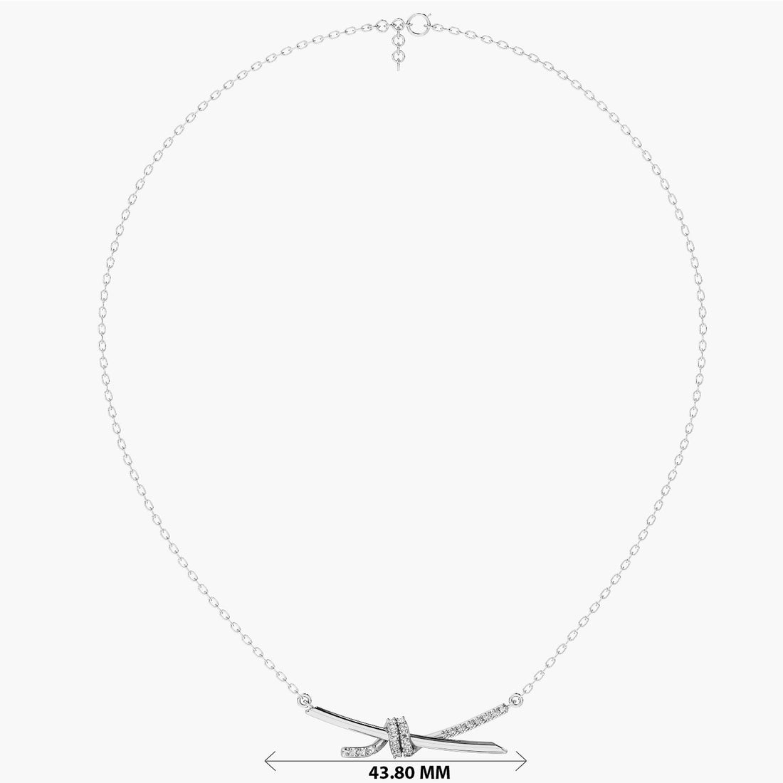 Knotted Grace Necklace (With chain) - Front View in White Gold - Diamond Pendant by Moena