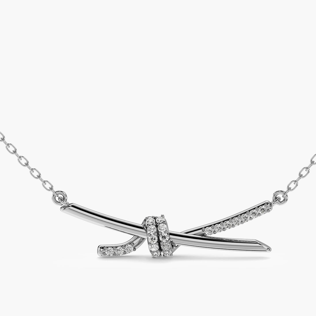 Knotted Grace Necklace (With chain) - Standard View in White Gold - Diamond Pendant by Moena