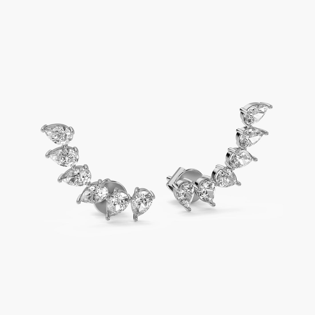 Ear Crawler Sparkle - 3D View in White Gold - Diamond Jewellery by Moena