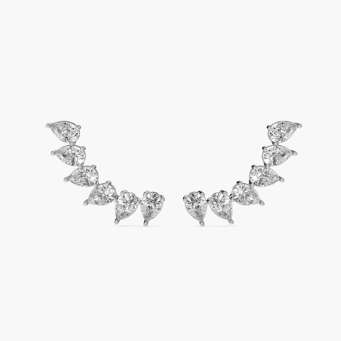 Ear Crawler Sparkle - Front View in White Gold - Diamond Jewellery by Moena